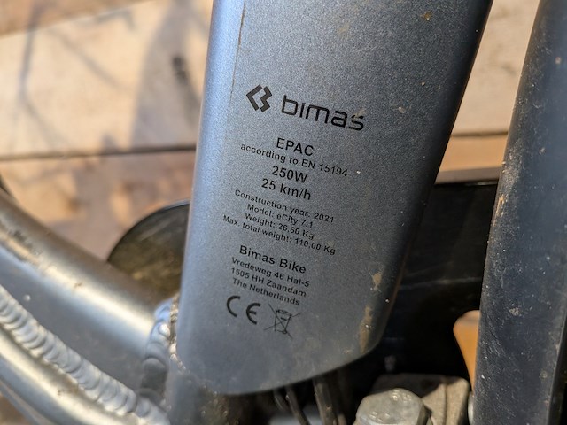 Elektrische damesfiets, bimas, ecity 7.1, 2021 - afbeelding 8 van  16