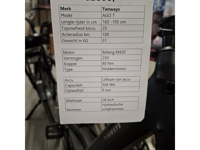 Elektrische damesfiets, tenways, ago t, zwart - afbeelding 19 van  27
