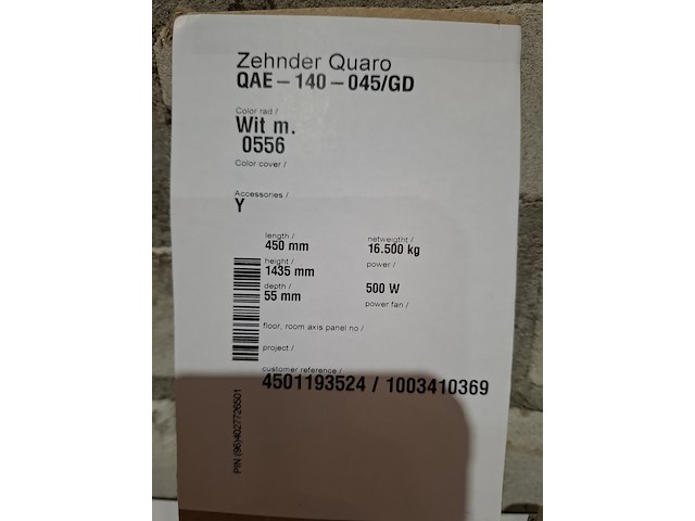 Elektrische designradiator zehnder, quaro, mat wit - afbeelding 4 van  6