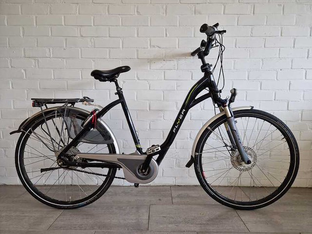 Elektrische fiets / e-bike, flyer, middenmotor, zwart - afbeelding 1 van  27