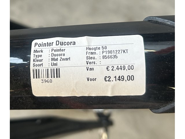 Elektrische fiets hoogte 50 pointer, ducora, mat zwart - afbeelding 6 van  14