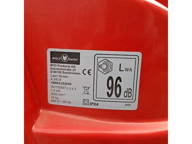 Elektrische grasmaaier wolf garten, a340e - afbeelding 9 van  14