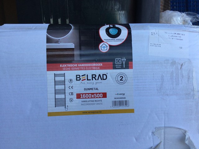 Elektrische handdoekdroger 160x50 cm, belrad, begm1600500, gunmetal - afbeelding 3 van  4