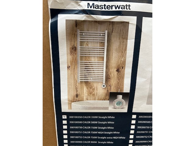 Elektrische handdoekradiator 350w 830x450 mm, masterwatt, 300100350 calor 350w straight white - afbeelding 3 van  4