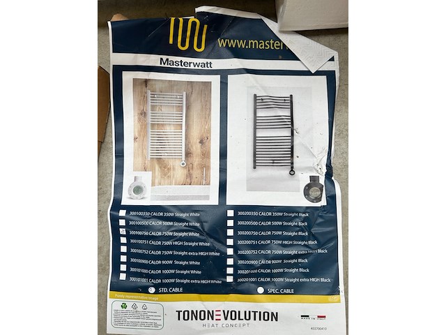 Elektrische handdoekradiator 750w, masterwatt, 300100750 calor 750w straight white - afbeelding 5 van  6