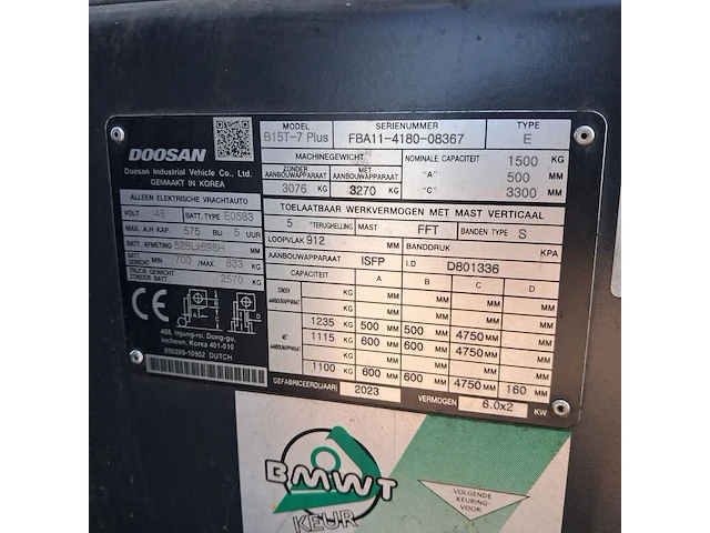 Elektrische heftruck, doosan, b15t-7 plus, 2023 - afbeelding 7 van  47