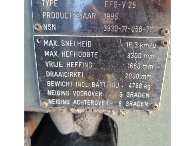 Elektrische heftruck, jungheinrich, efg-v 25, 1999 - afbeelding 22 van  23