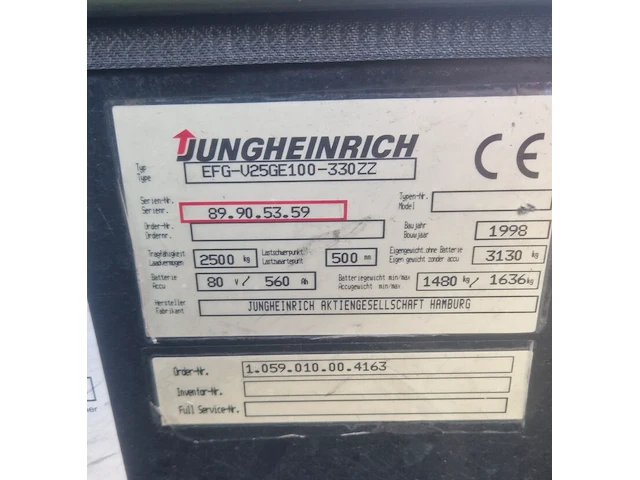 Elektrische heftruck, jungheinrich, efgv-25, 1998 - afbeelding 25 van  34