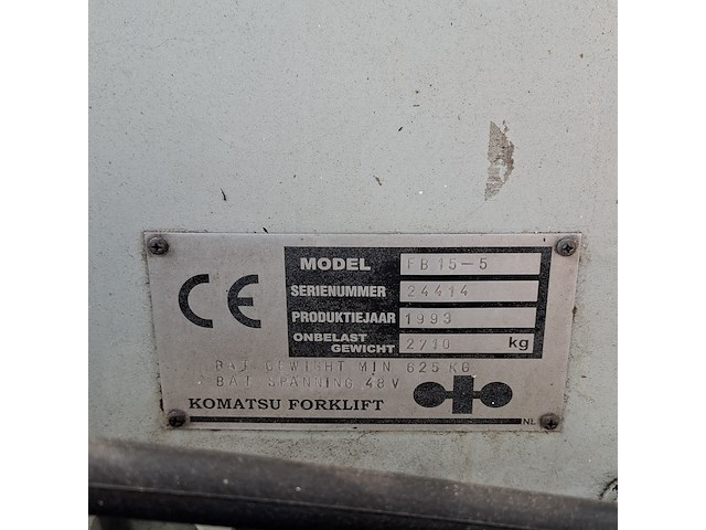 Elektrische heftruck, komatsu, fb15-5, grijs/blauw, 1993 - afbeelding 28 van  37