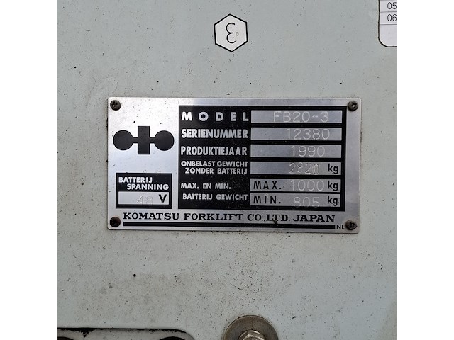 Elektrische heftruck, komatsu, fb20-3, grijs, 1990 - afbeelding 25 van  40
