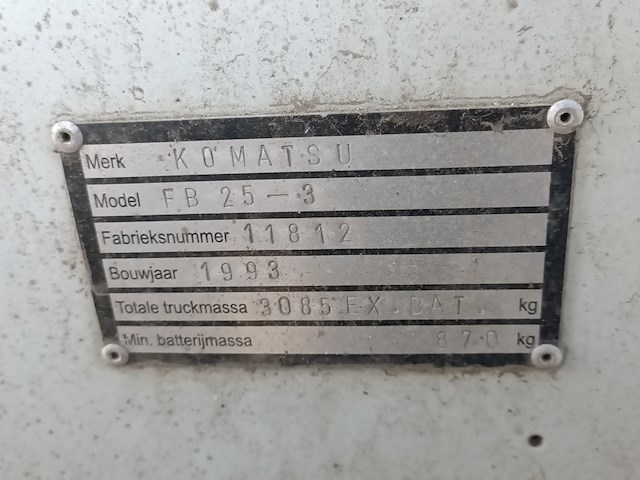 Elektrische heftruck, komatsu, fb25, 1993 - afbeelding 24 van  24