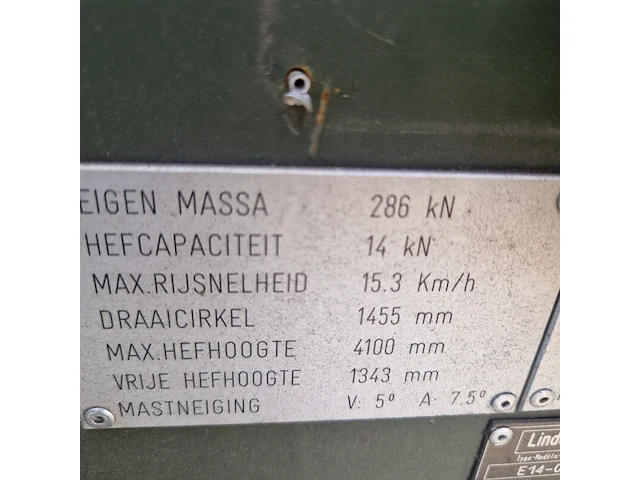 Elektrische heftruck, linde, e14, 2008 - afbeelding 11 van  24