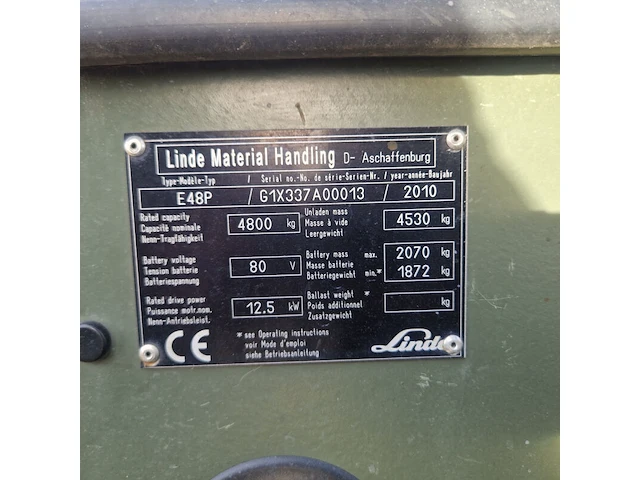 Elektrische heftruck, linde, e48p, 2010 - afbeelding 15 van  40