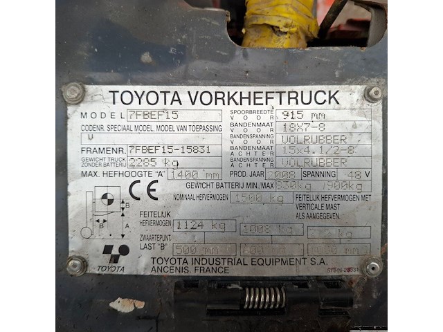 Elektrische heftruck, toyota, 7fbef15, 2008 - afbeelding 4 van  18