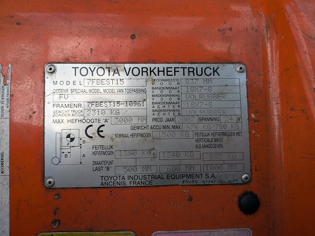 Elektrische heftruck, toyota, 7fbest15, 2007 - afbeelding 11 van  22