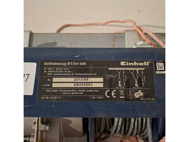 Elektrische kabeltakel, einhell, bt-eh 600, 2015 - afbeelding 2 van  4