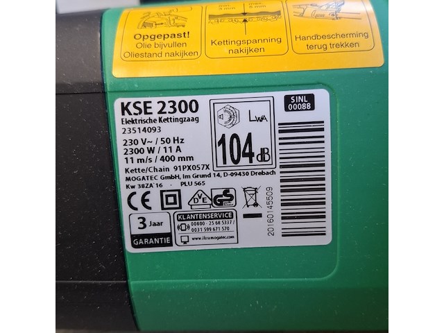 Elektrische kettinzaag, garden feelings, kse 2300 - afbeelding 5 van  9