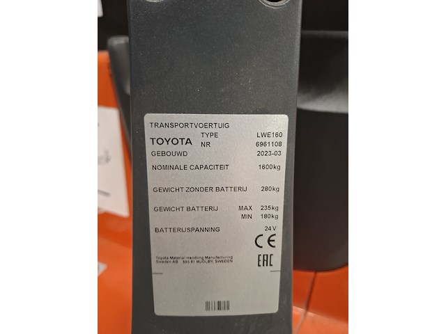 Elektrische pallettruck, toyota, lwe160, 2023 - afbeelding 8 van  13