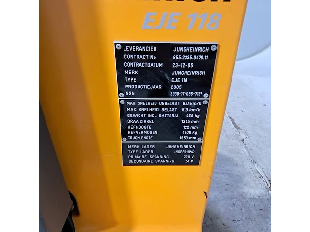 Elektrische palletwagen, jungheinrich, eje 118, 2005 - afbeelding 4 van  16
