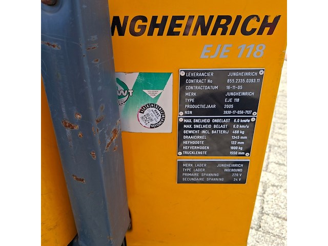 Elektrische palletwagen, jungheinrich, eje118 - afbeelding 8 van  8