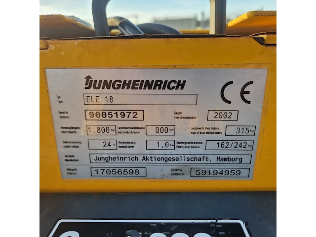 Elektrische palletwagen, jungheinrich, ele 18, 2002 - afbeelding 2 van  24