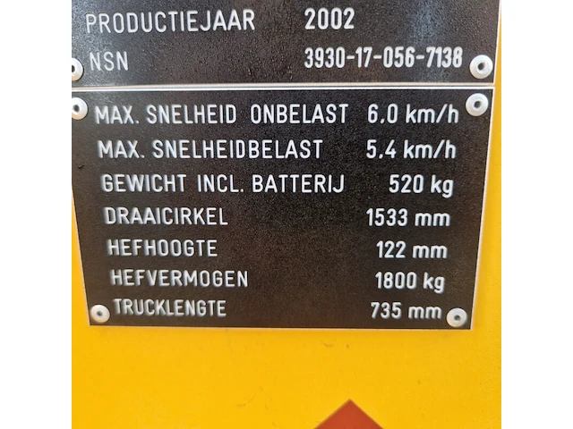 Elektrische palletwagen, jungheinrich, ele 18, 2002 - afbeelding 7 van  24