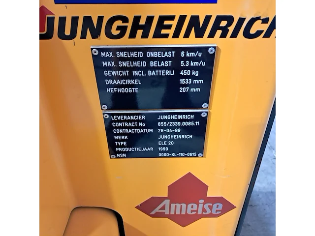 Elektrische palletwagen, jungheinrich, ele 20, 1999 - afbeelding 4 van  15