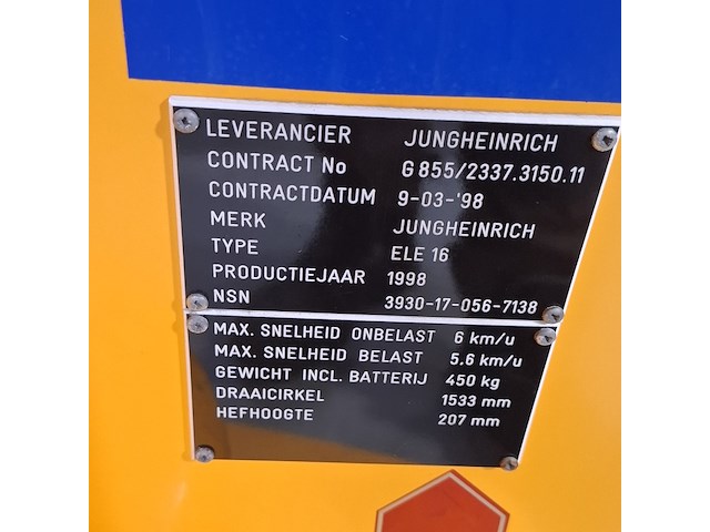 Elektrische palletwagen, jungheinrich, ele16, 2002 - afbeelding 3 van  8