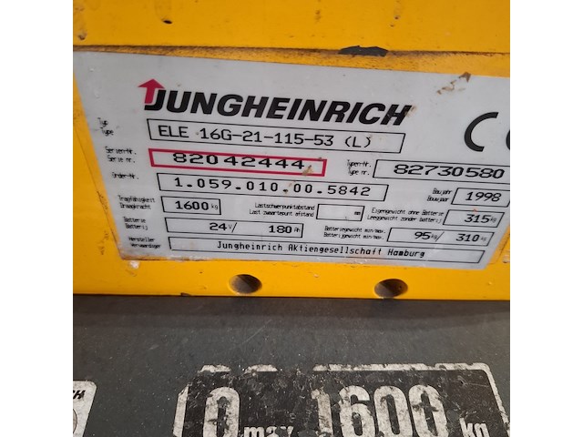Elektrische palletwagen, jungheinrich, ele16, 2002 - afbeelding 2 van  9