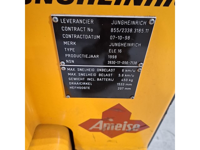 Elektrische palletwagen, jungheinrich, ele16, 2002 - afbeelding 3 van  9