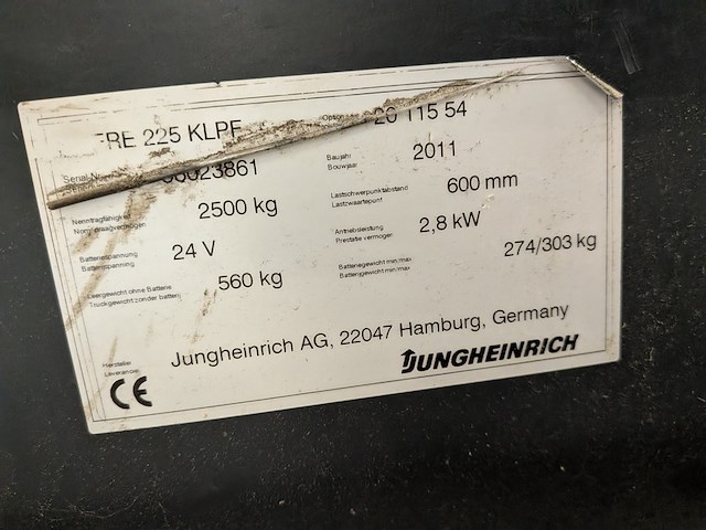 Elektrische palletwagen, jungheinrich, ere225, 2011 - afbeelding 10 van  24