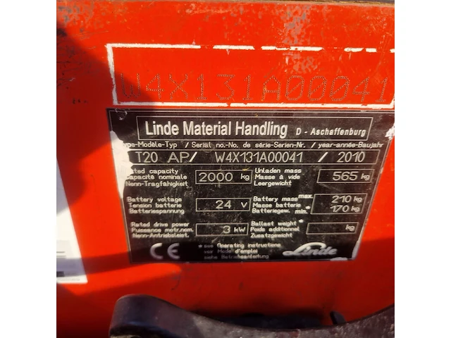 Elektrische palletwagen, linde, t20ap, 2010 - afbeelding 7 van  19