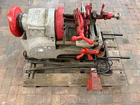 Elektrische pijpdraadsnijmachine, rex, s80av, grijs/rood, met voetpedaal en draadsnijkoppen