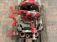 Elektrische pijpdraadsnijmachine, rex, s80av, grijs/rood, met voetpedaal en draadsnijkoppen - afbeelding 9 van  10