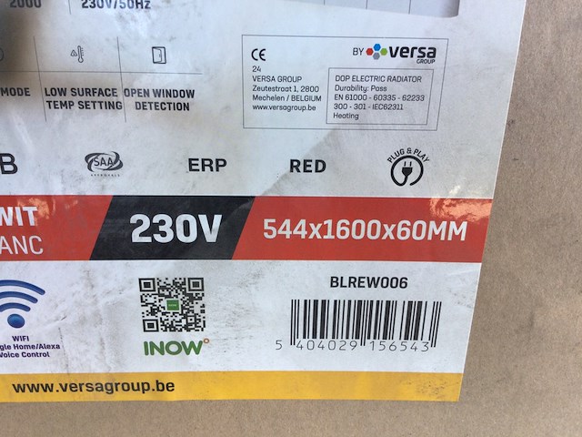 Elektrische radiator 160x54,4 cm, belrad, blrew008, wit - afbeelding 4 van  4