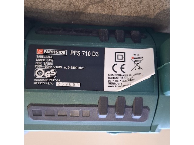 Elektrische reciprozaag, parkside, pfs 710 d3, 2017 - afbeelding 6 van  7