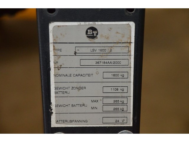 Elektrische stapelaar bt lsv 1600/2 1800kg met accu en lader - afbeelding 8 van  14
