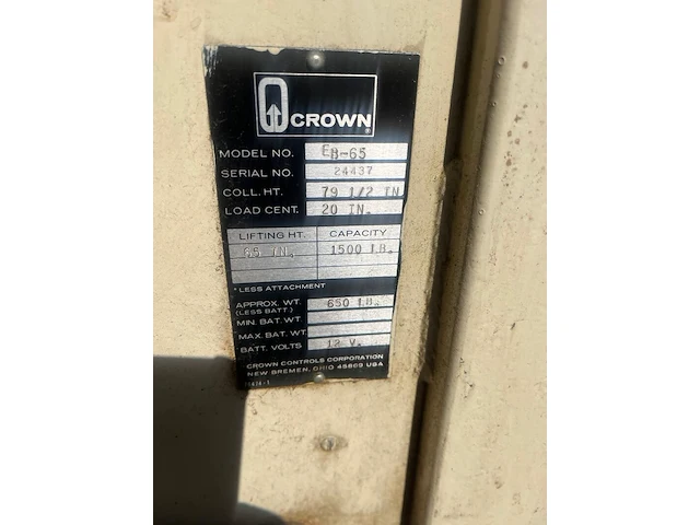 Elektrische stapelaar, crown, eb-65 - afbeelding 2 van  2