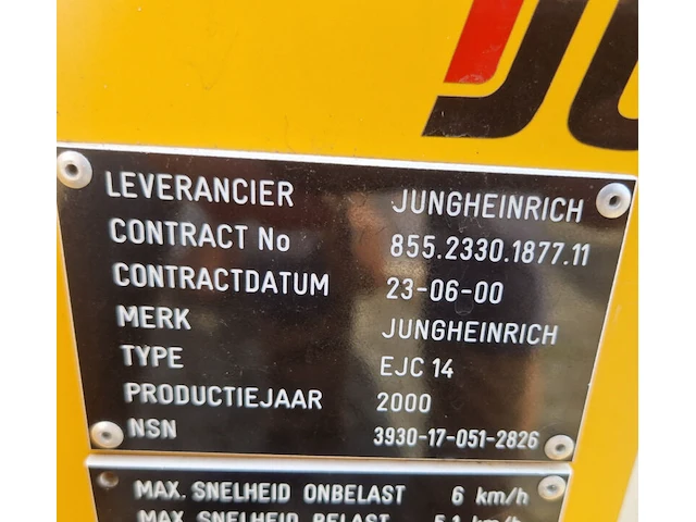 Elektrische stapelaar, jungheinrich, ejc 14, 2000 - afbeelding 2 van  19