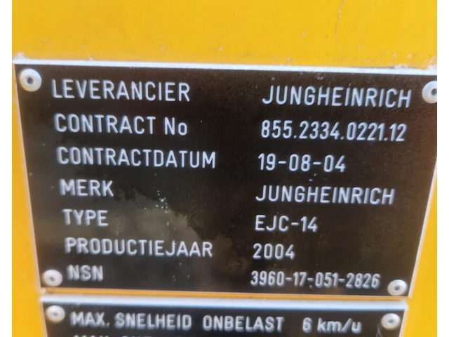 Elektrische stapelaar, jungheinrich, ejc 14, 2004 - afbeelding 9 van  22