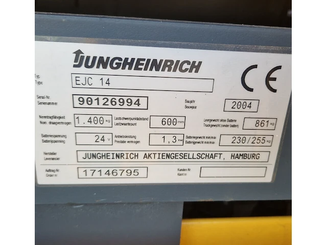 Elektrische stapelaar, jungheinrich, ejc 14, 2004 - afbeelding 20 van  22