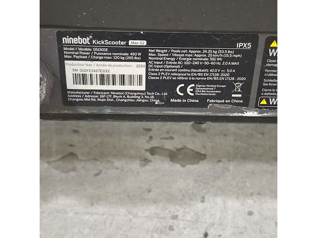 Elektrische step, ninebot, kickscooter max g2, 2024 - afbeelding 3 van  16