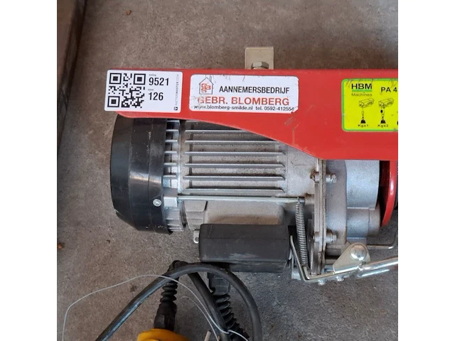 Elektrische takel, hbm, pa 400d, 2020, met hijsconstructie - afbeelding 5 van  8