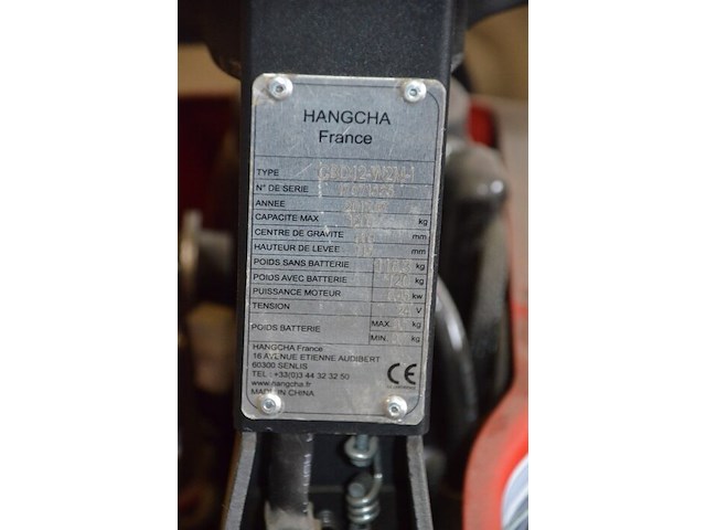 Elektrische transpallet hangcha type cbd12-w2m-1 max 1200kg met accu en lader - afbeelding 9 van  13