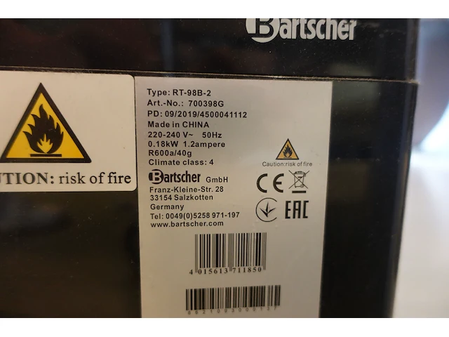 Elektrische vitrinekoeler bartcher - afbeelding 4 van  4