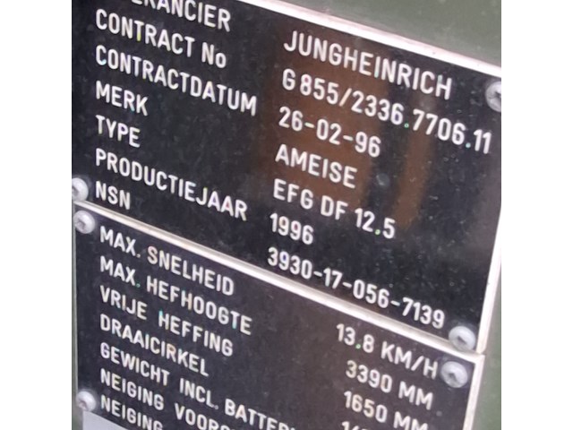 Elektrische vorkheftruck, jungheinrich, efg df 12.5, 1996 - afbeelding 6 van  22