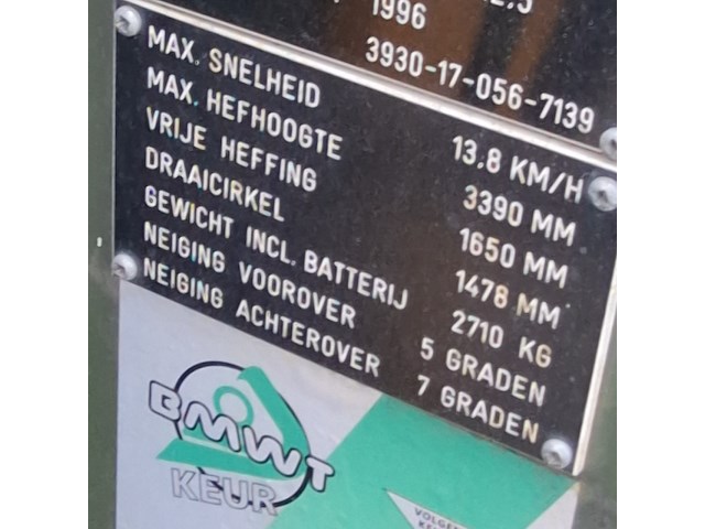 Elektrische vorkheftruck, jungheinrich, efg df 12.5, 1996 - afbeelding 7 van  22