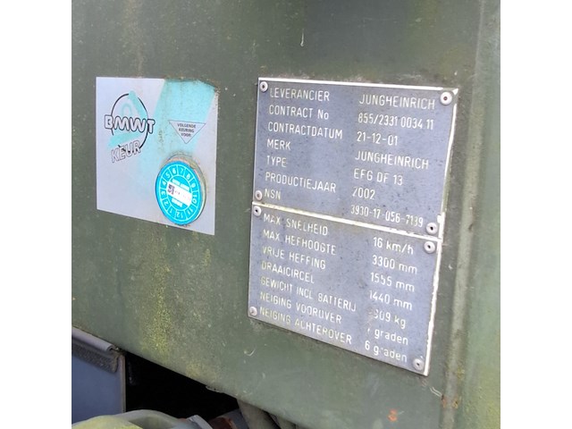 Elektrische vorkheftruck, jungheinrich, efg df 13, 2002 - afbeelding 14 van  25