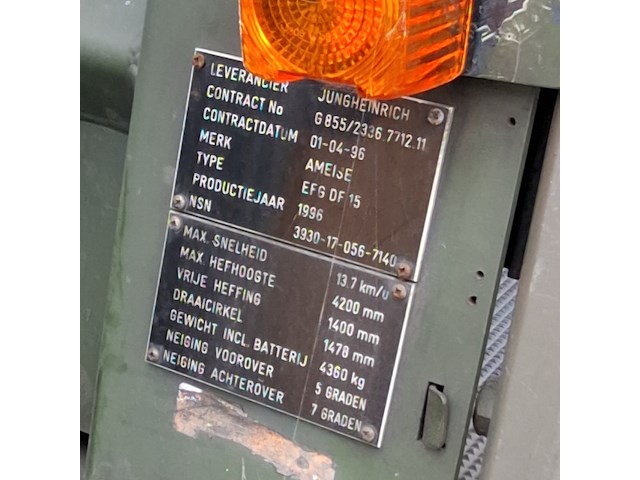 Elektrische vorkheftruck, jungheinrich, efg df 15, 1996 - afbeelding 4 van  20