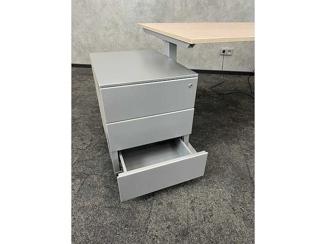 Elektrische zit-sta bureau met ladenblok 180x80 - afbeelding 1 van  7